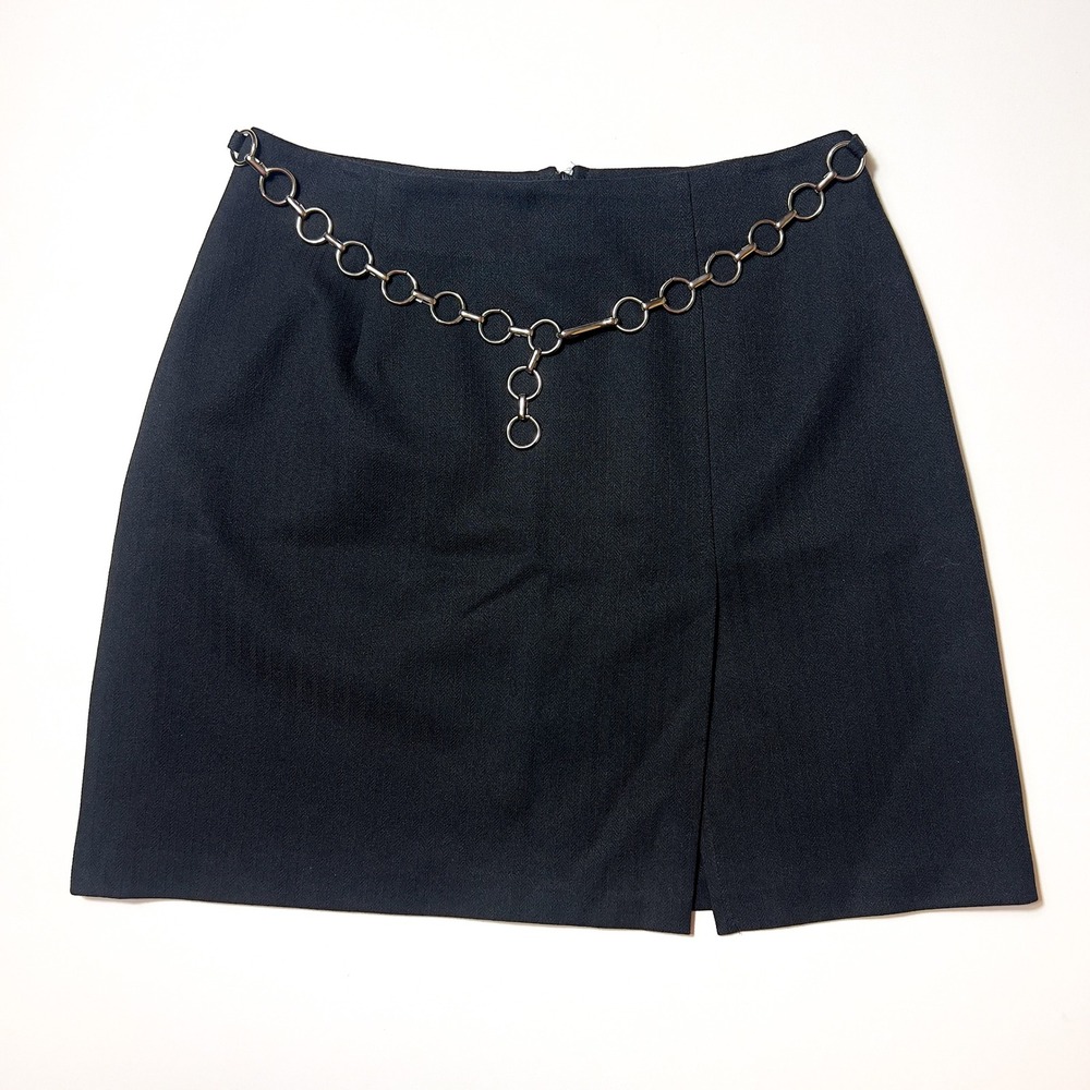 Robyne‎ & Diane Vintage Black Pencil Skirt with Silver Chain